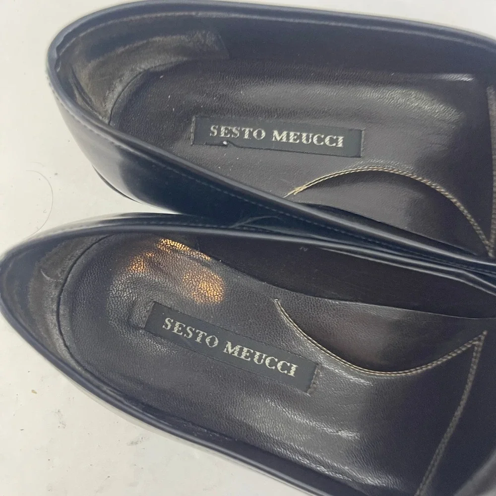 Sesto Meucci‎ Loafers Womens 7.5N Black Buckle Leather Driving Flats Chic